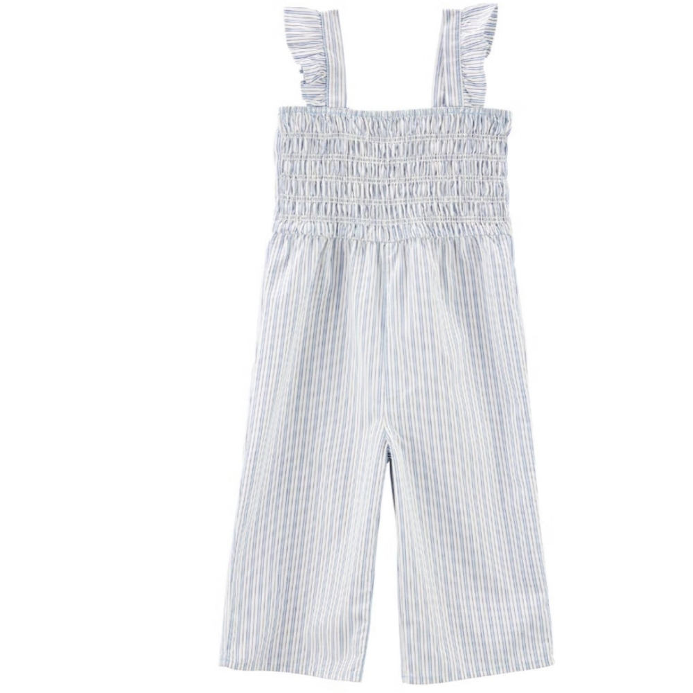 Little Girls Striped Smocked Jumpsuit by Carter's (Size 6/6X)